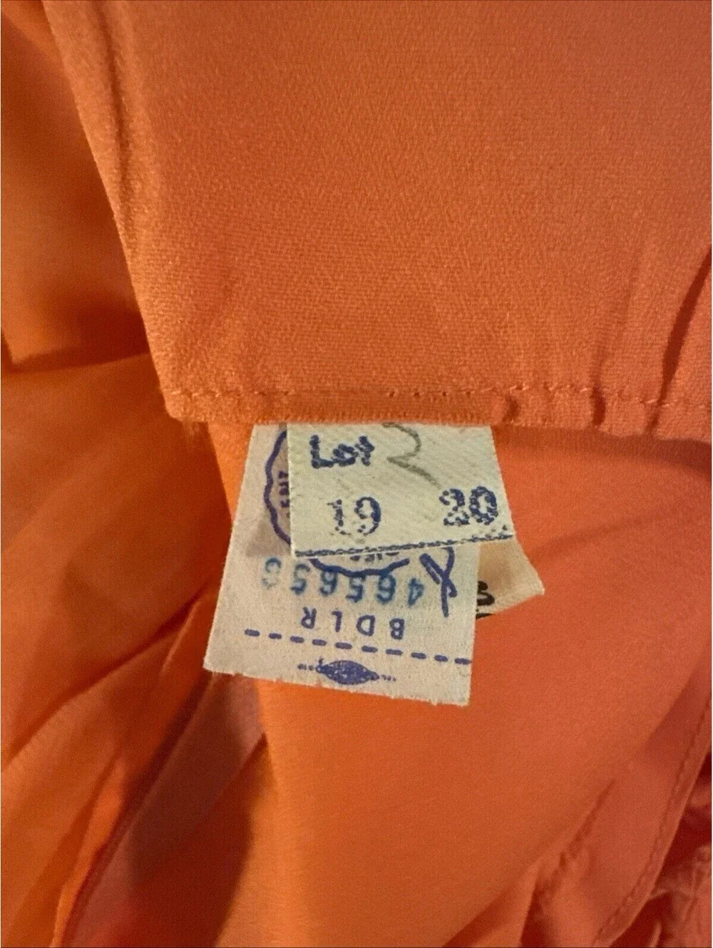 Vintage 1970's Dress Unbranded Coral Embellished High Neck  Chiffon Bell Sleeves